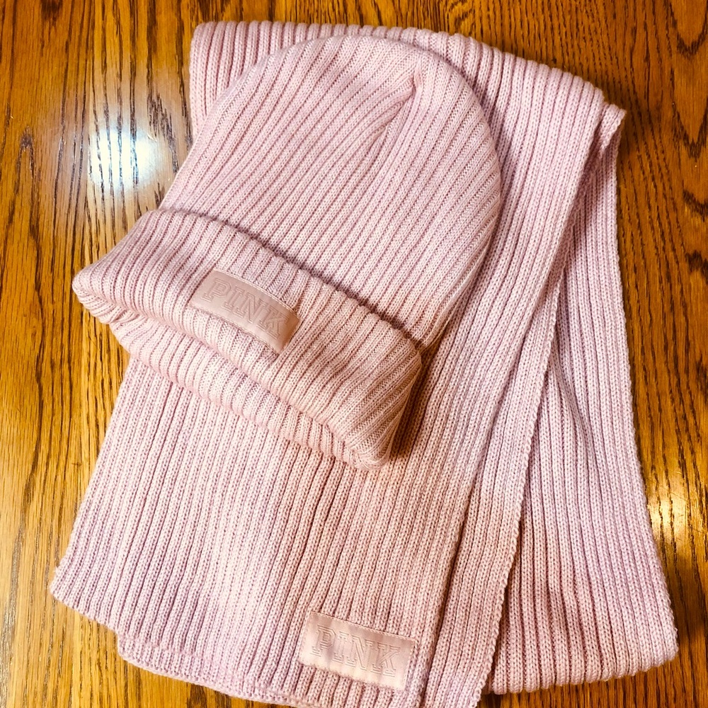 Victoria secret pink scarf and hat. Pink. NWT